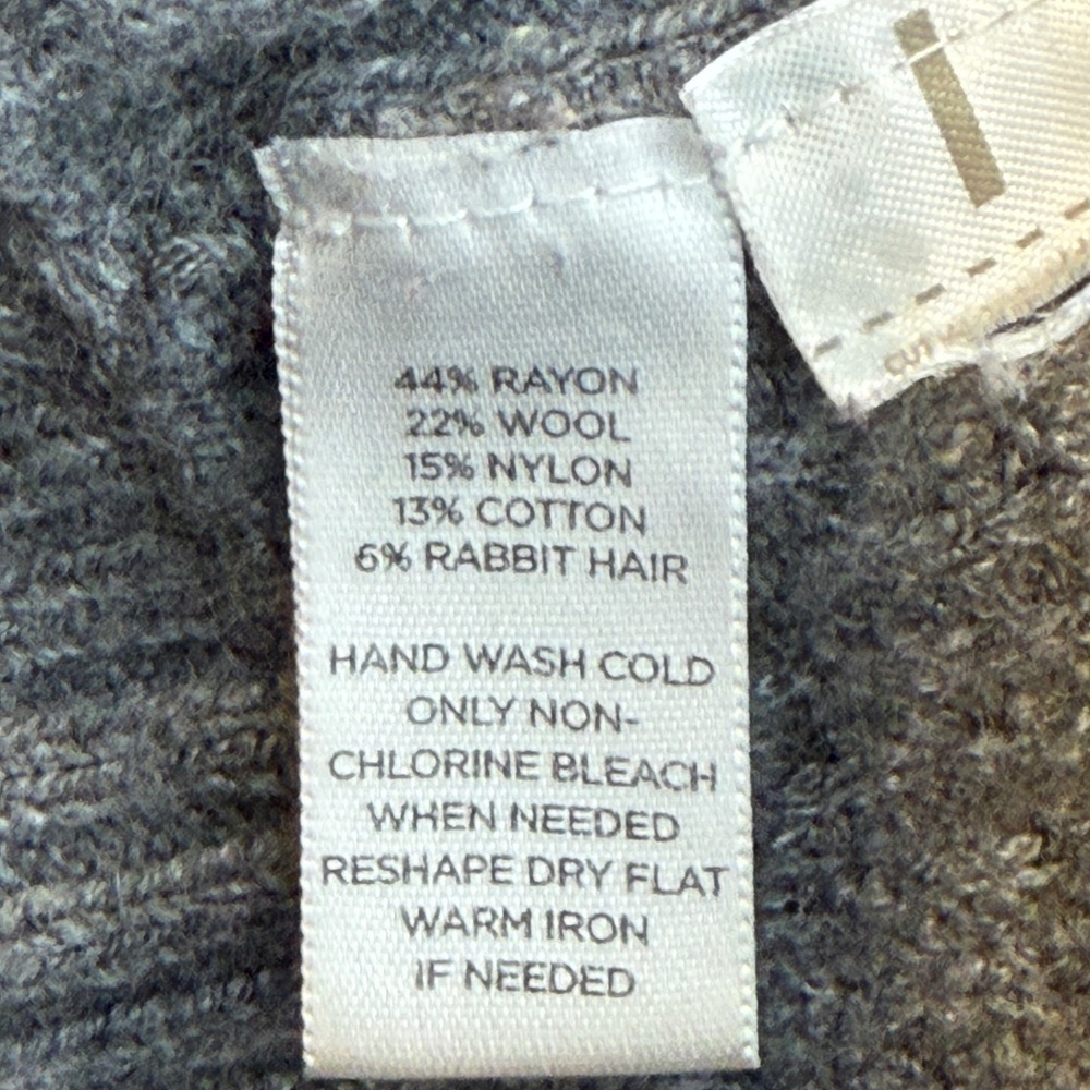 Ann Taylor Loft Womens Sm Gray Cowl Neck Waffle Knit Pullover Sweater Wool blend - Picture 9 of 9